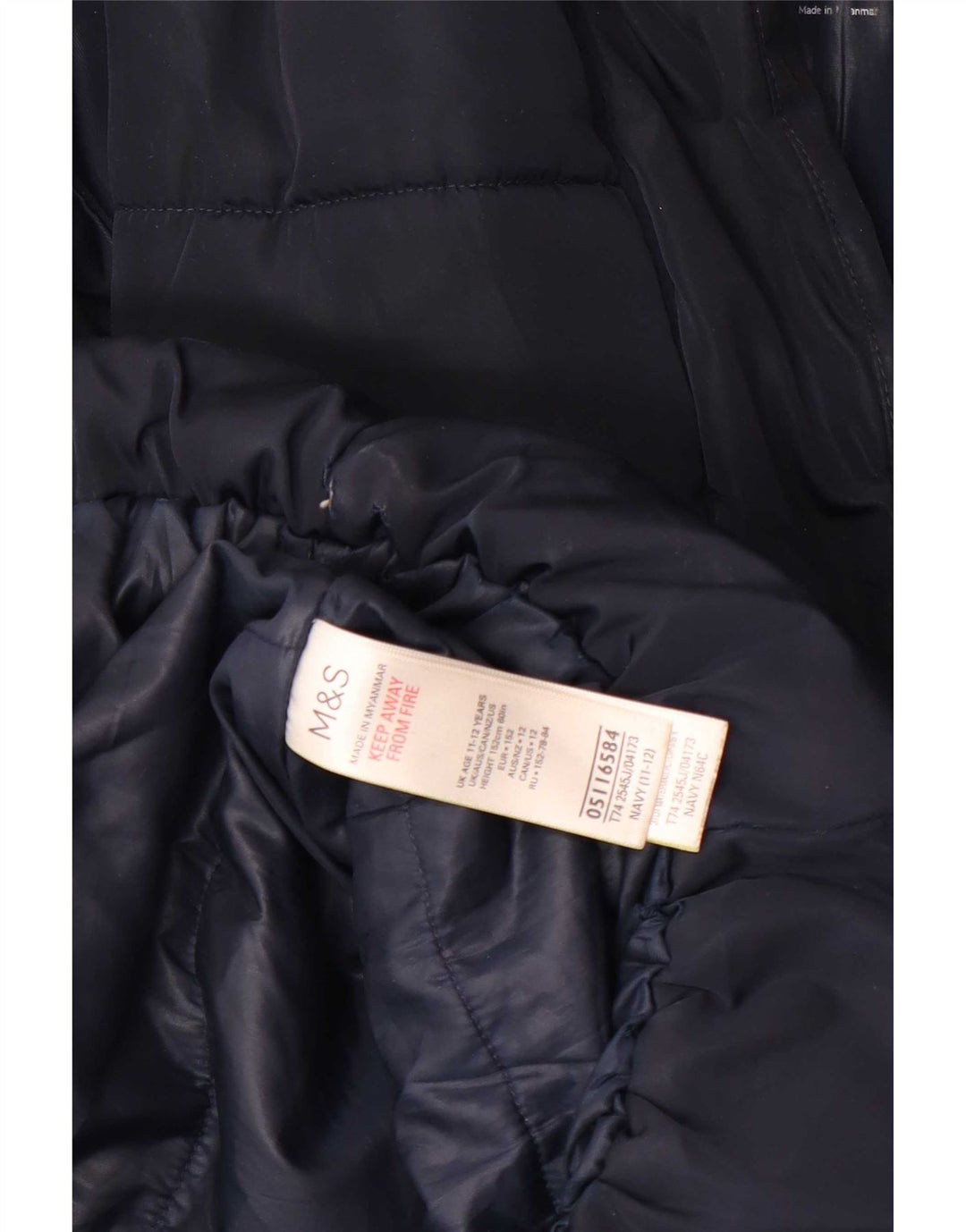 Marks & Spencer Girls Polstret hættefrakke 11-12 år Navyblå polyester
