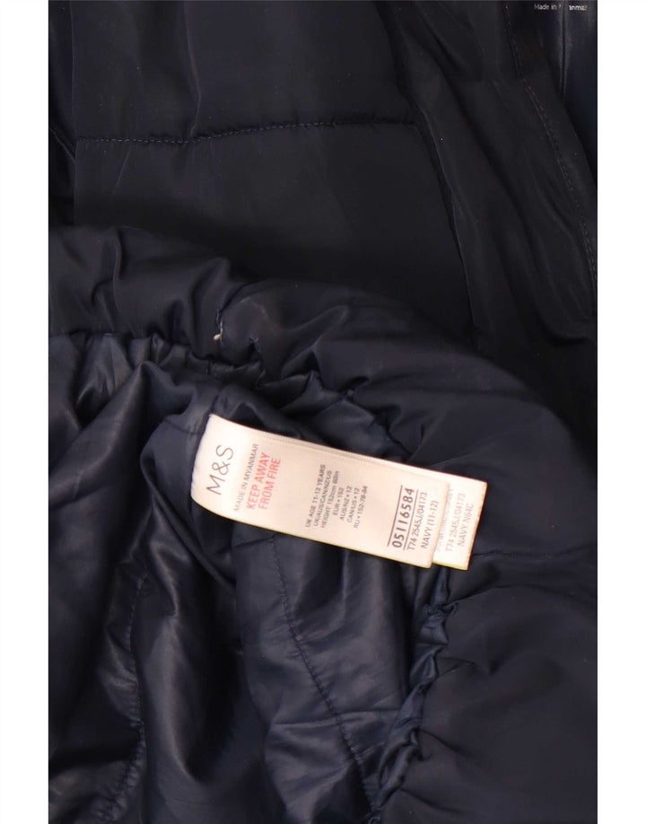 Marks & Spencer Girls Polstret hættefrakke 11-12 år Navyblå polyester