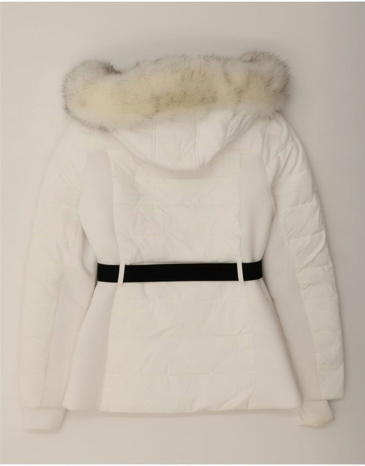 Michael Kors Dame Hætte Polstret Jakke UK 10 Small White Polyester