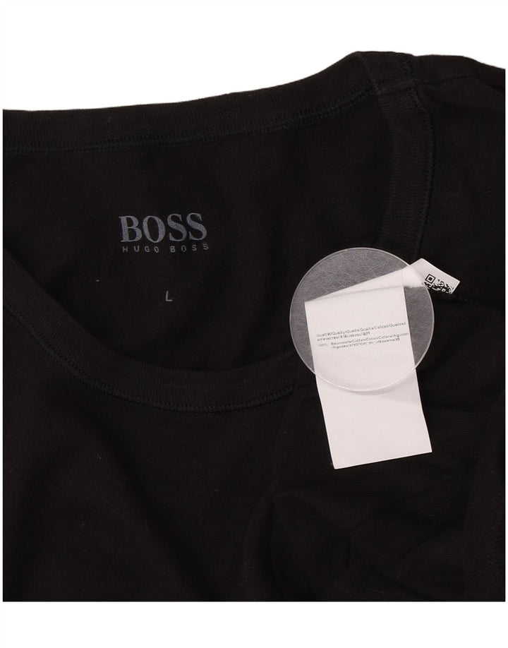 Hugo Boss Herre T-Shirt Top Stor Sort Bomuld
