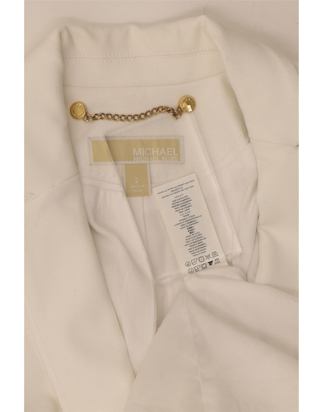 MICHAEL KORS Womens 1 Button Blazer Jacket US 2 XS White Polyester Vintage Michael Kors and Second-Hand Michael Kors from Messina Hembry 