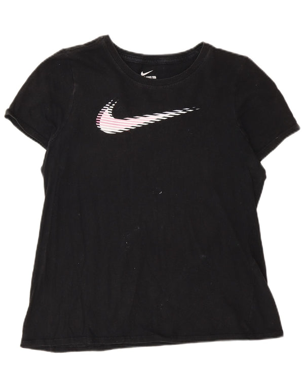 Nike piger atletisk snit grafisk t-shirt top 13-14 år XL sort bomuld