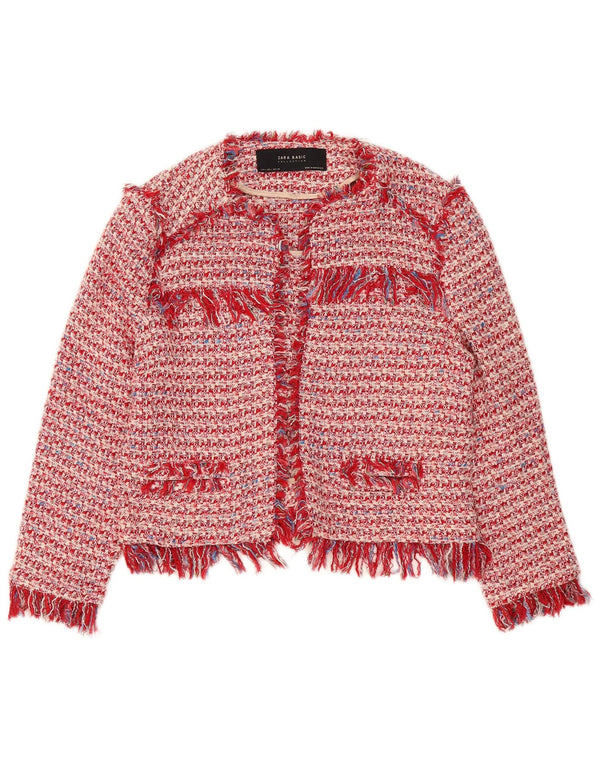 Zara Womens Open Bolero Jacket UK 16 Large Red Flecked