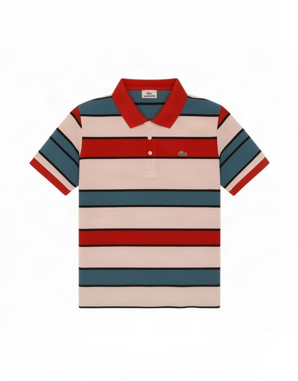 Lacoste herre poloshirt størrelse 4 Medium flerfarvet stribet bomuld