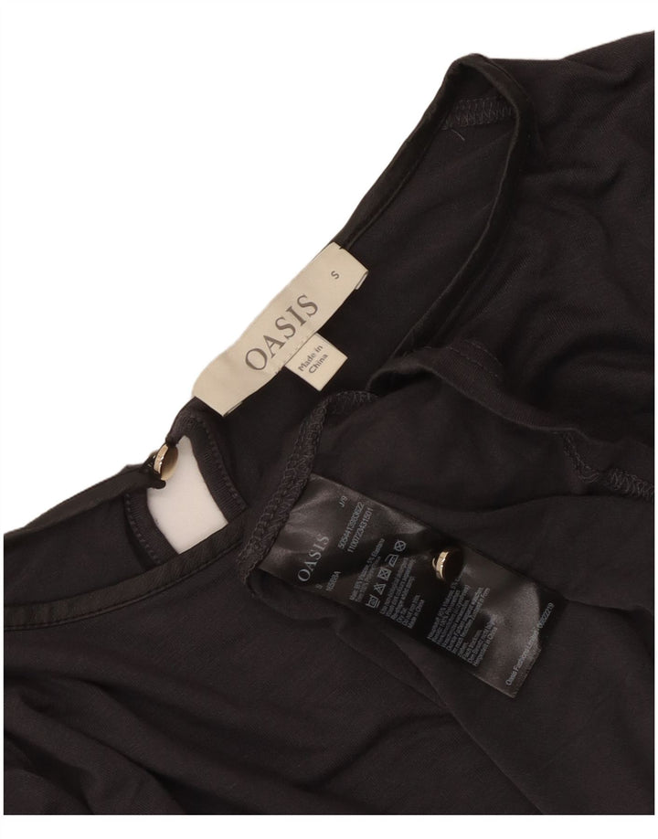 Oasis Dame Langærmet Bluse Top UK 10 Small Grey Viscose