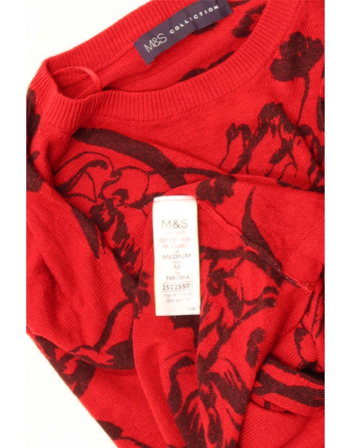 Marks & Spencer dame sweater med rund hals DK 14 Medium rød blomster