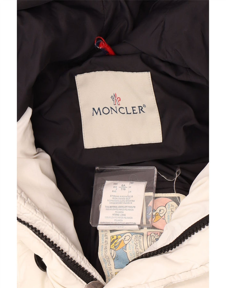 MONCLER Pige hættejakke 5-6 år Hvid nylon