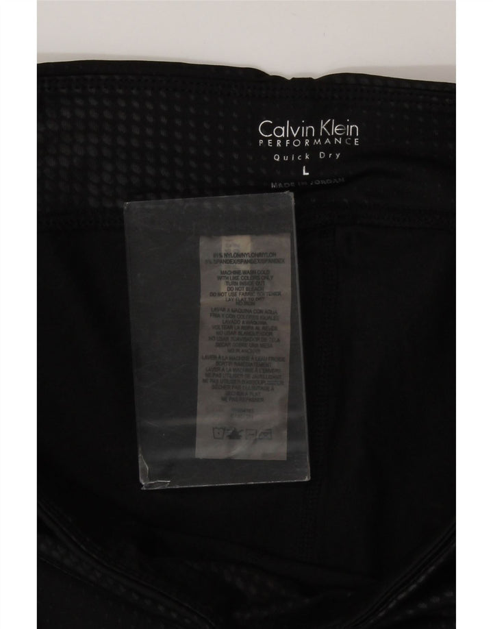 Calvin Klein Womens Performance Capri Leggings UK 14 Large Black Geometric