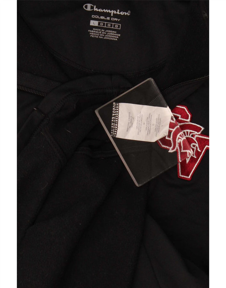 Champion Herre Zip Neck Pullover Træningsdragt Top Stor Sort Polyester
