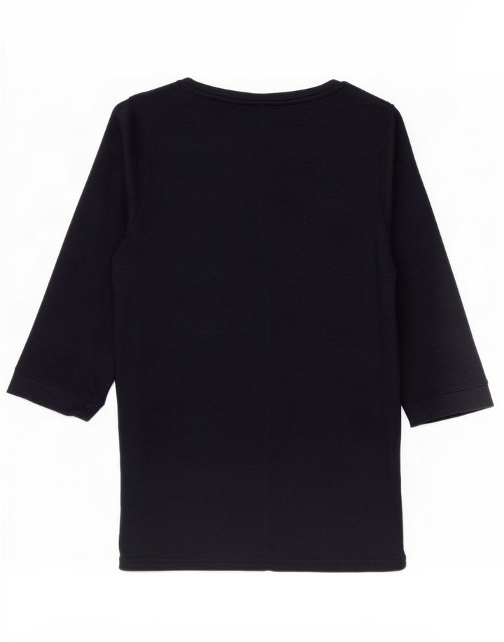 Marks & Spencer Dame Top 3/4 ærmer UK 14 Medium Navy Blue Viscose