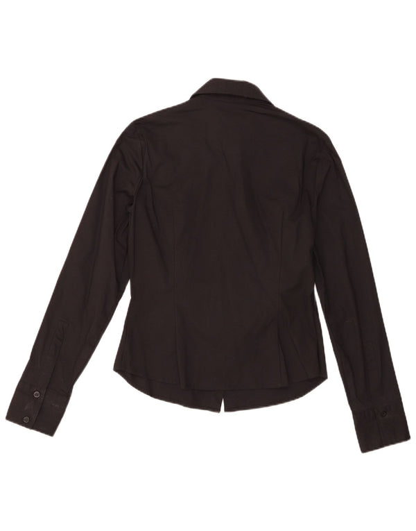 Benetton Womens Tuxedo Shirt UK 10 Small Black Cotton