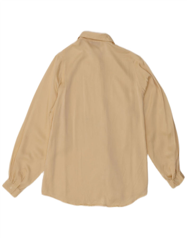 Vintage oversize skjorte til kvinder UK 8 Small Beige Silk