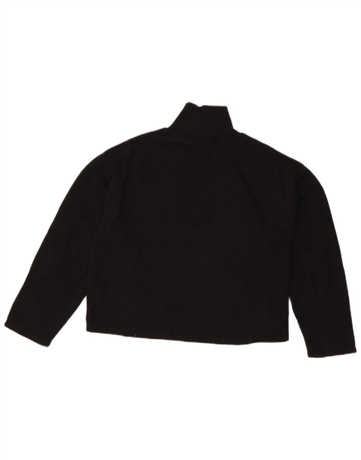 Zara Womens Crop Turtle Neck Jumper Sweater UK 14 Medium Black