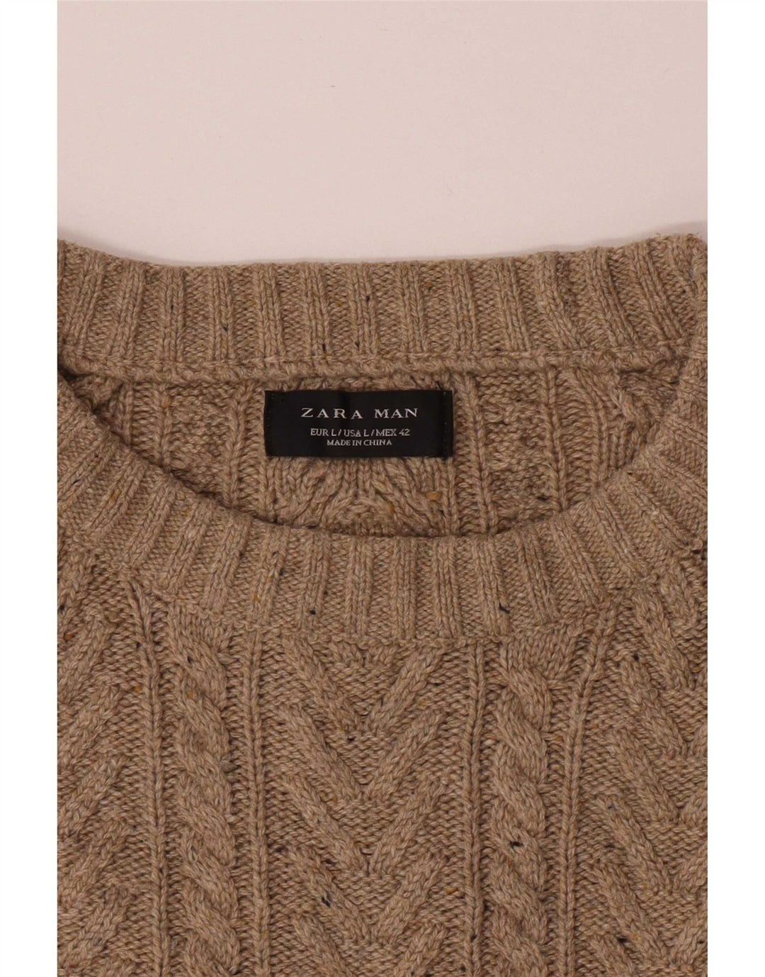 Zara Herre Boat Neck Jumper Sweater Large Beige