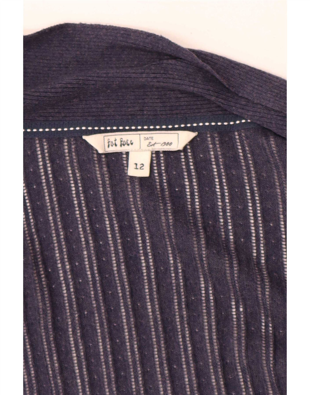 Fat Face Dame Asymmetrisk Åben Cardigan Sweater UK 12 Medium Navy Blue