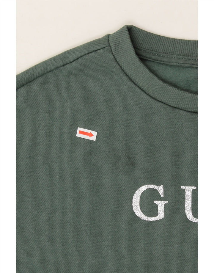 GUESS Womens Graphic Oversized Sweatshirt Jumper UK 10 Small Green Cotton Vintage Guess and Second-Hand Guess from Messina Hembry 