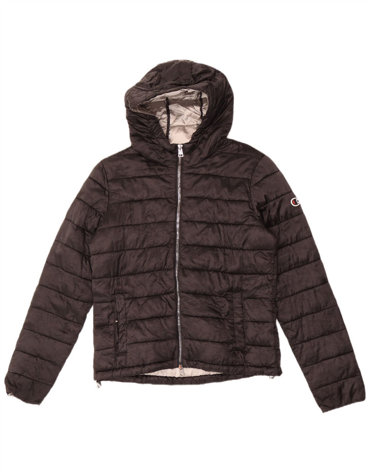 Champion Dame Hætte Polstret Jakke UK 18 XL Sort Polyamid