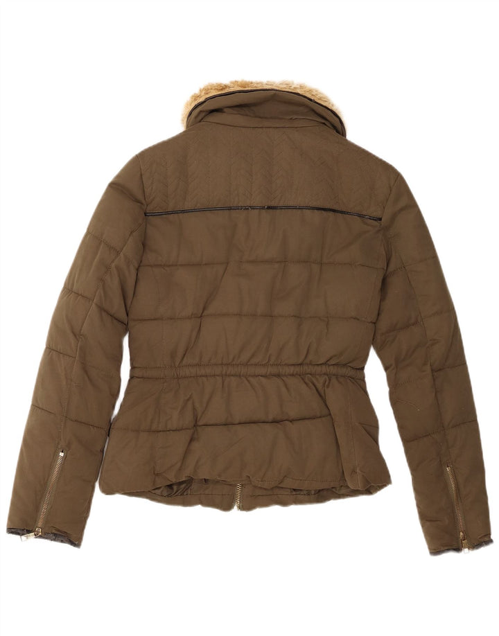 Zara polstret jakke til kvinder UK 6 XS Khaki