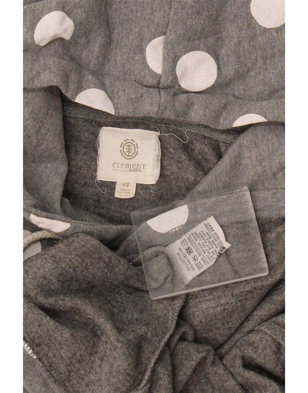 Element Dame Hoodie Jumper US 12 Stor Grå Polka Dot Bomuld