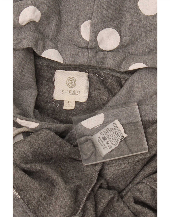 Element Dame Hoodie Jumper US 12 Stor Grå Polka Dot Bomuld