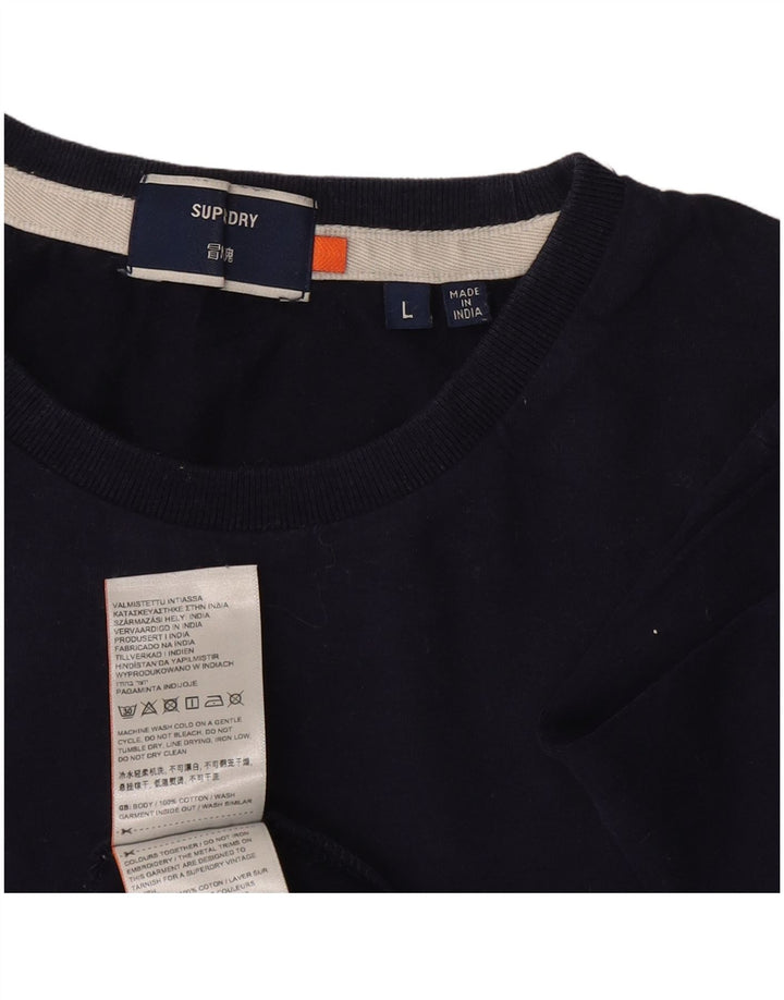Superdry T-shirt top til kvinder UK 16 Stor marineblå bomuld