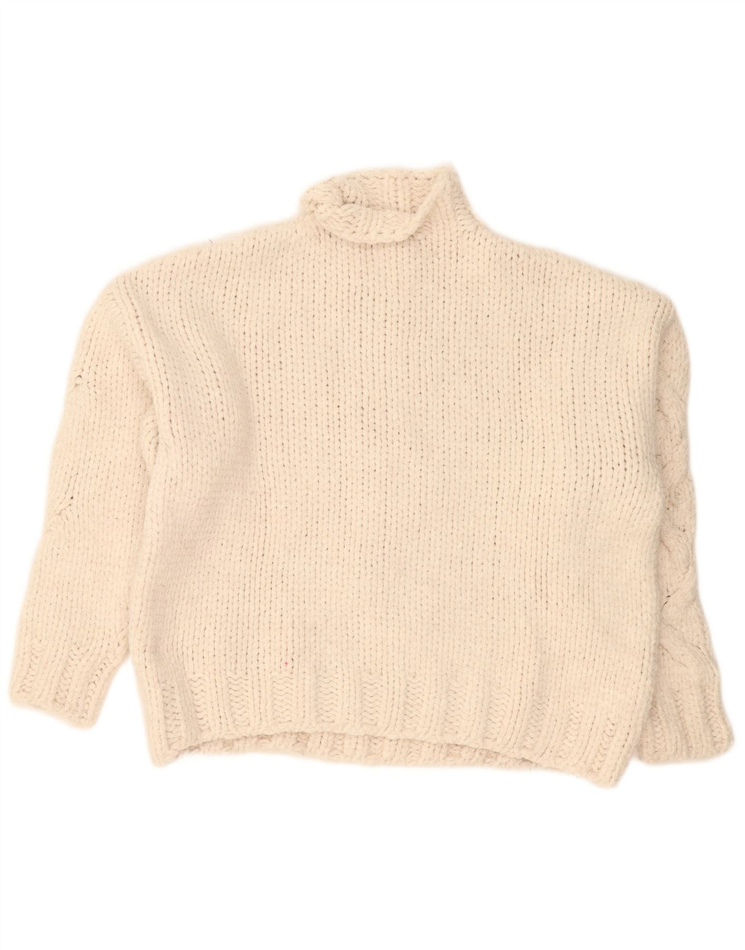 Zara Dame Oversized Turtle Neck Jumper Sweater UK 16 Large White Acryl