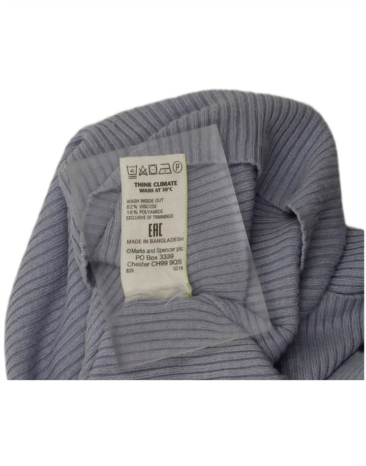 Marks & Spencer Dametop Langærmet UK 10 Small Blue Viscose