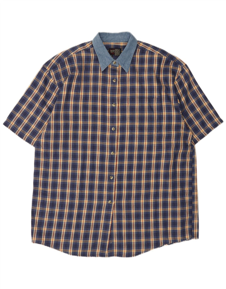 LEE oversized kortærmet flannelskjorte til kvinder, UK 18 XL marineblå ternet