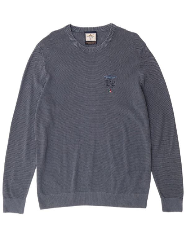 AERONAUTICA MILITARE Herre sweater med rund hals XL blå bomuld