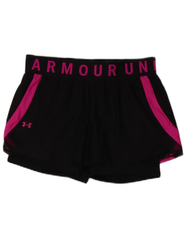 Under Armour Dame Loose Fit grafiske sportsshorts UK 8 Small Black Sports