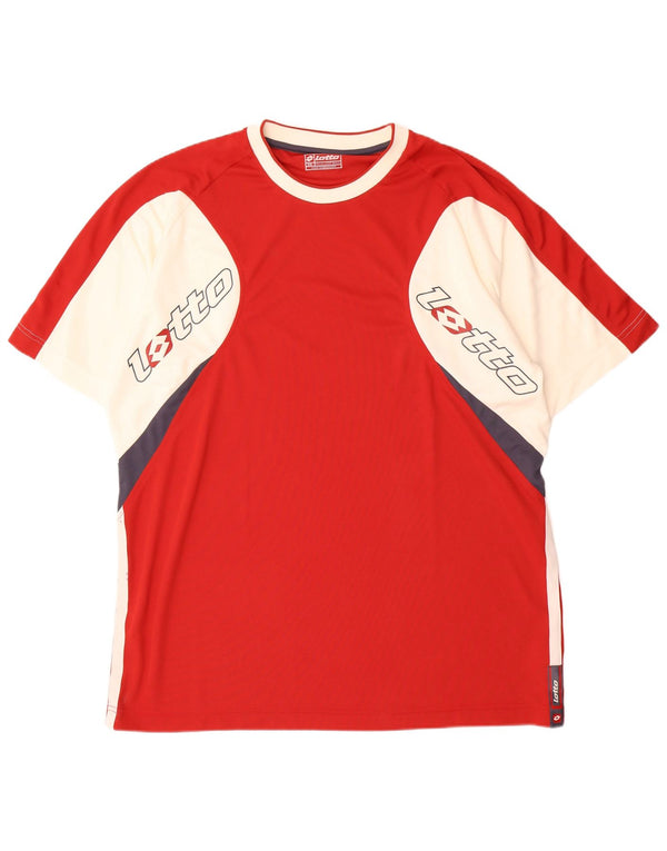 Lotto Herre grafisk T-shirt Top 2XL Rød Colourblock Polyester