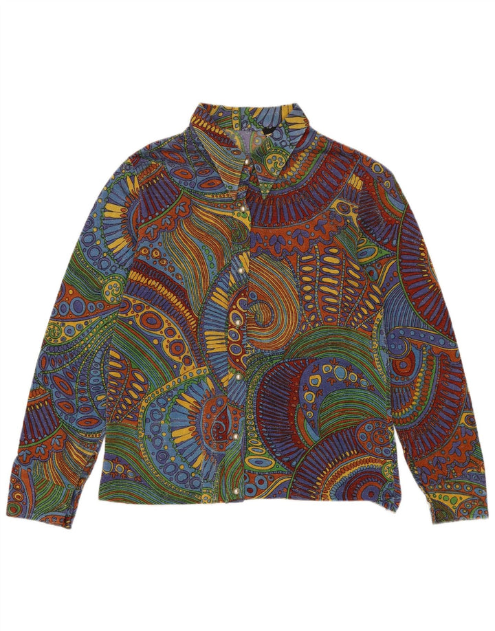 VINTAGE Dame Skjorte Bluse IT 50 XL Flerfarvet Geometrisk