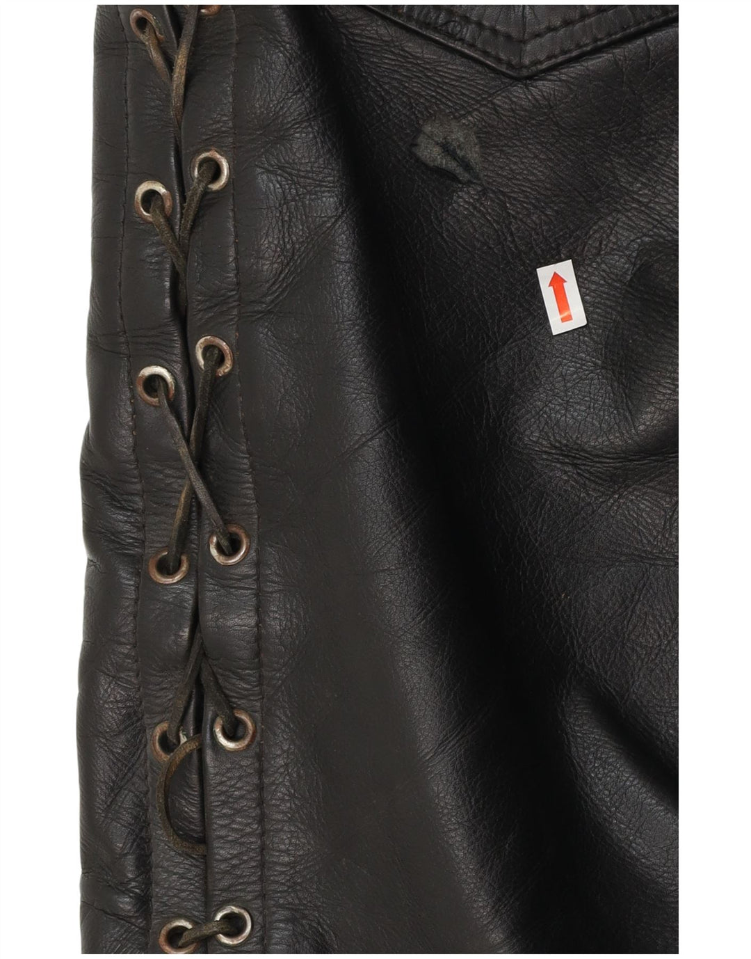 VINTAGE Lige læderbukser til mænd W30 L30 Sort