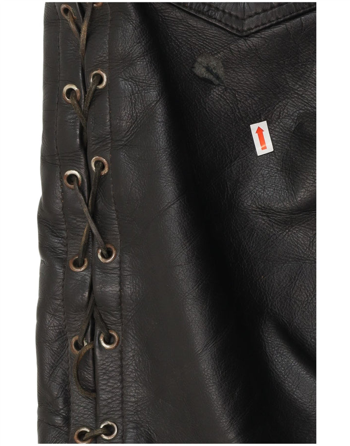 VINTAGE Lige læderbukser til mænd W30 L30 Sort