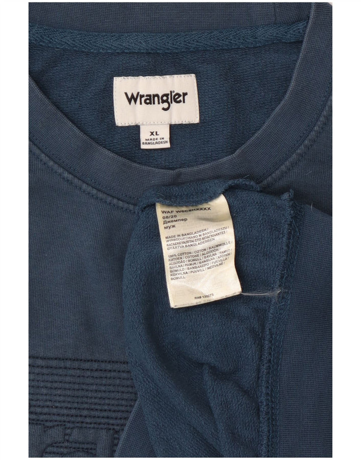 WRANGLER Grafisk sweatshirt til mænd XL Blå bomuld