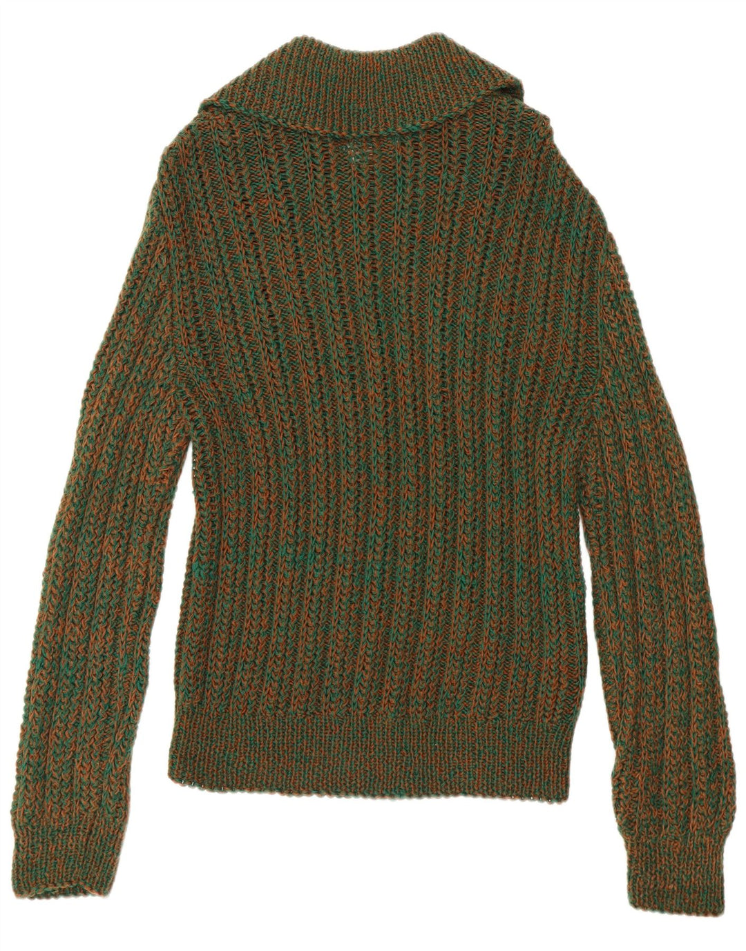 Vintage herre polo hals sweater medium grøn flækket
