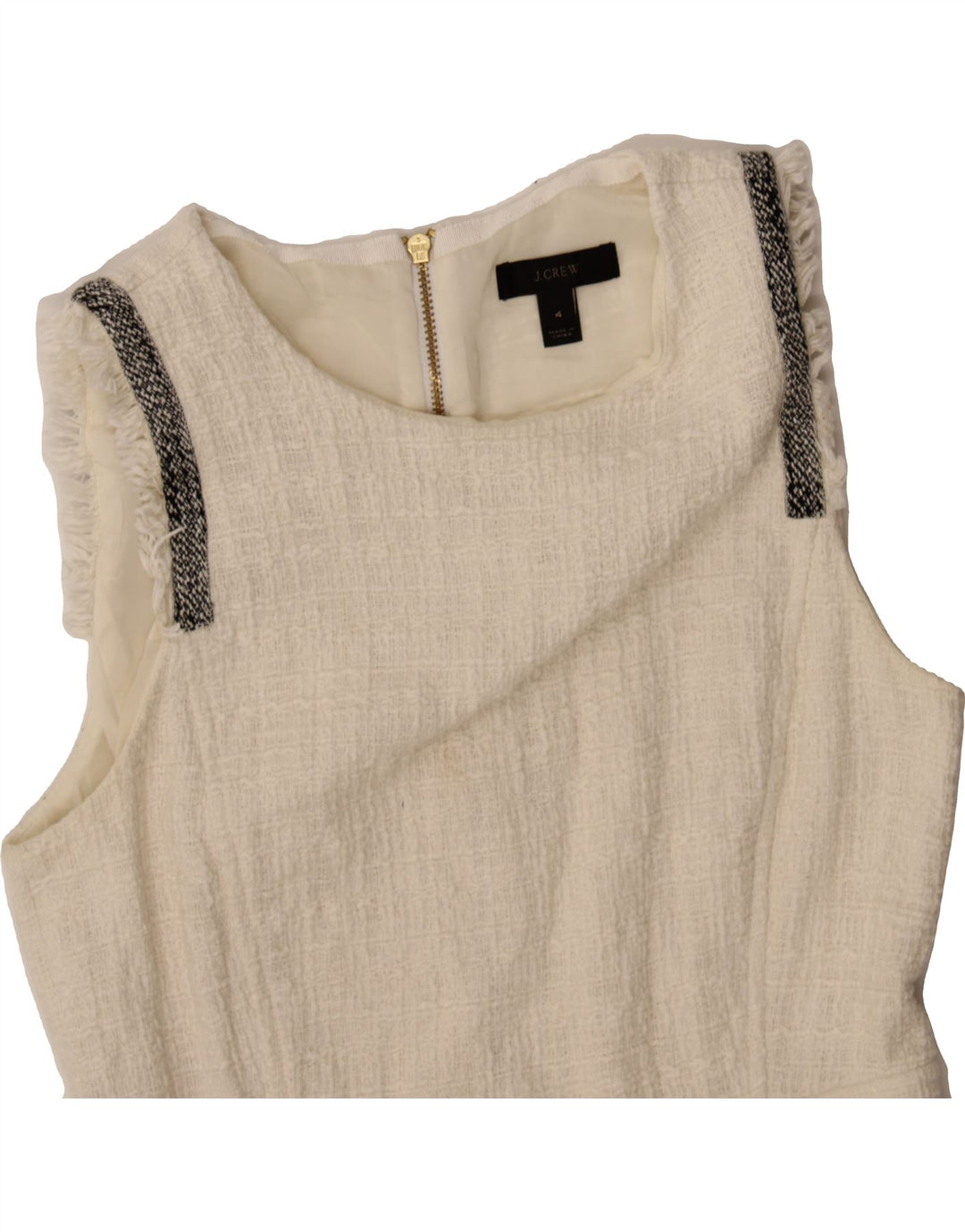J. CREW Womens Sleeveless Sheath Dress US 4 Small Off White Cotton Vintage J. Crew and Second-Hand J. Crew from Messina Hembry 