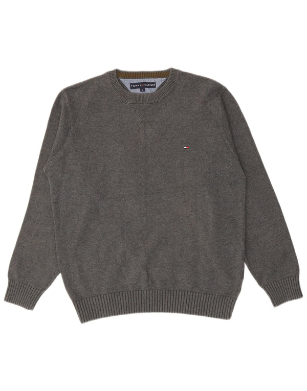 Tommy Hilfiger Herre Crew Neck Jumper Sweater Medium Grå Bomuld