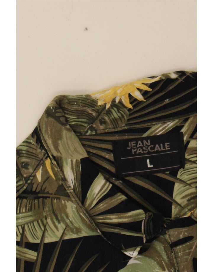 JEAN PASCALE Mens Short Sleeve Shirt Large Black Floral Vintage Jean Pascale and Second-Hand Jean Pascale from Messina Hembry 