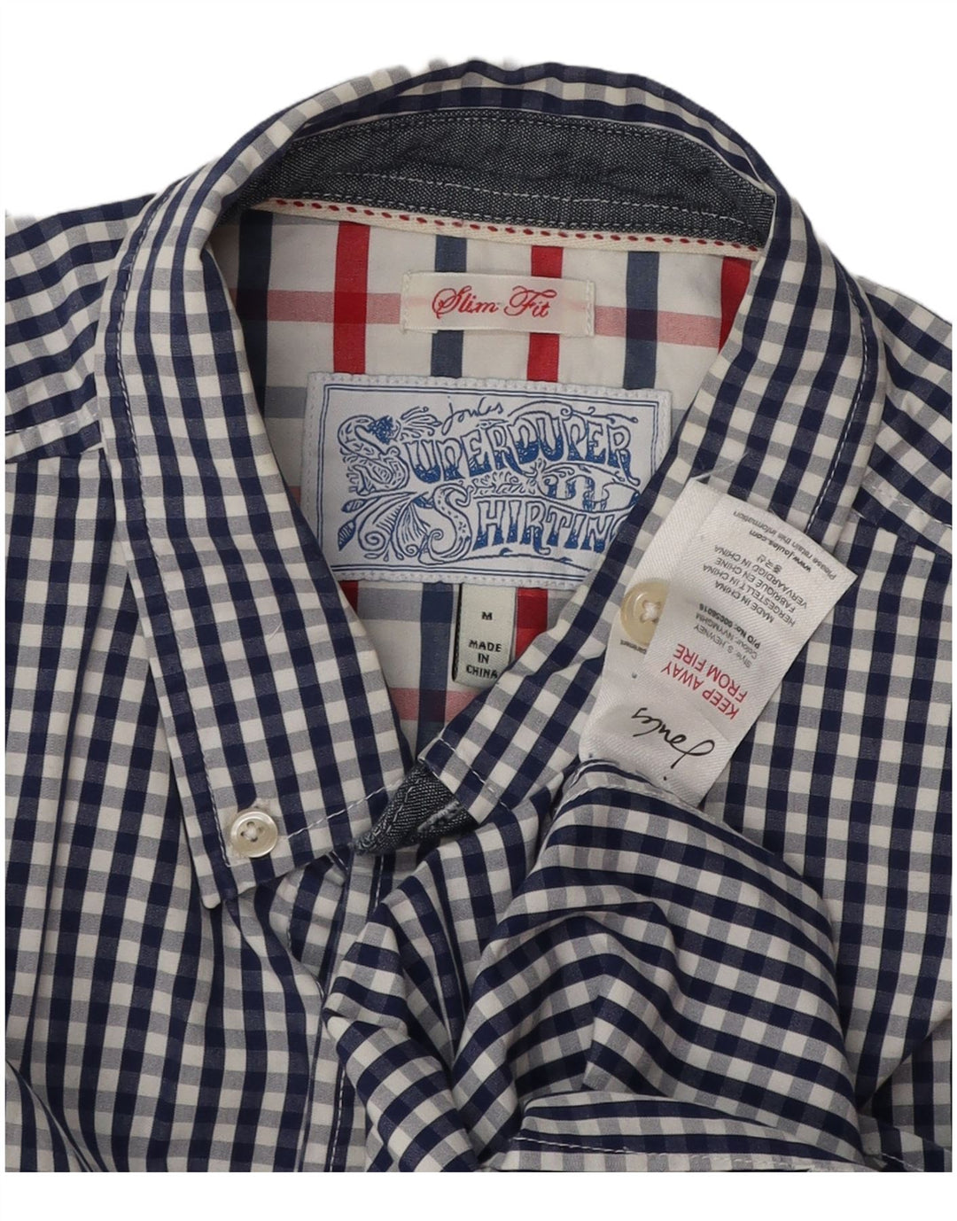 Joules Herre Slim Fit skjorte Medium Navy Blue Gingham Cotton