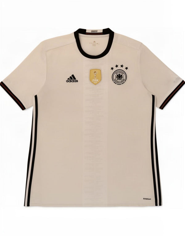 Adidas Herre Deutscher Fussball Bund Grafisk T-Shirt Top XL Hvid Polyester