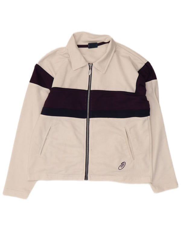 Asics Womens Oversized træningsdragt Topjakke UK 10 Small White Colourblock