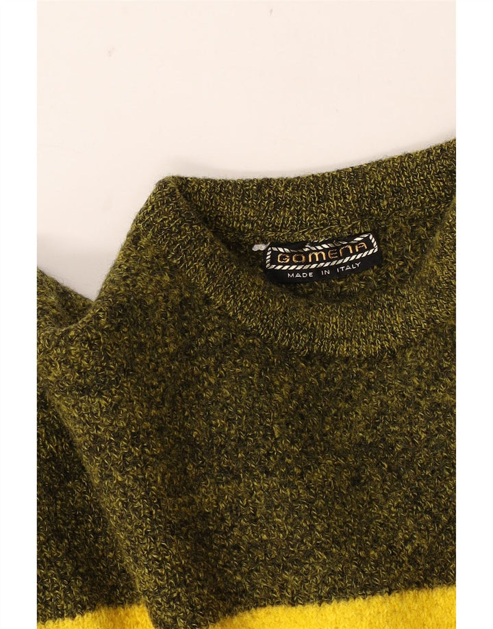 Gomena Herre grafisk rund hals sweater mellemgrøn farveblok