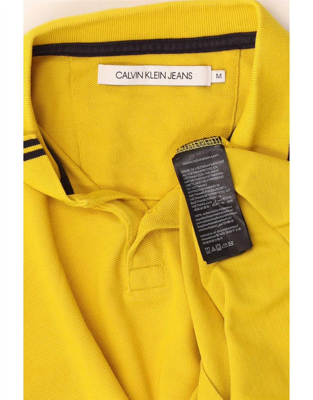 Calvin Klein Jeans Poloshirt til mænd Medium gul stribet bomuld