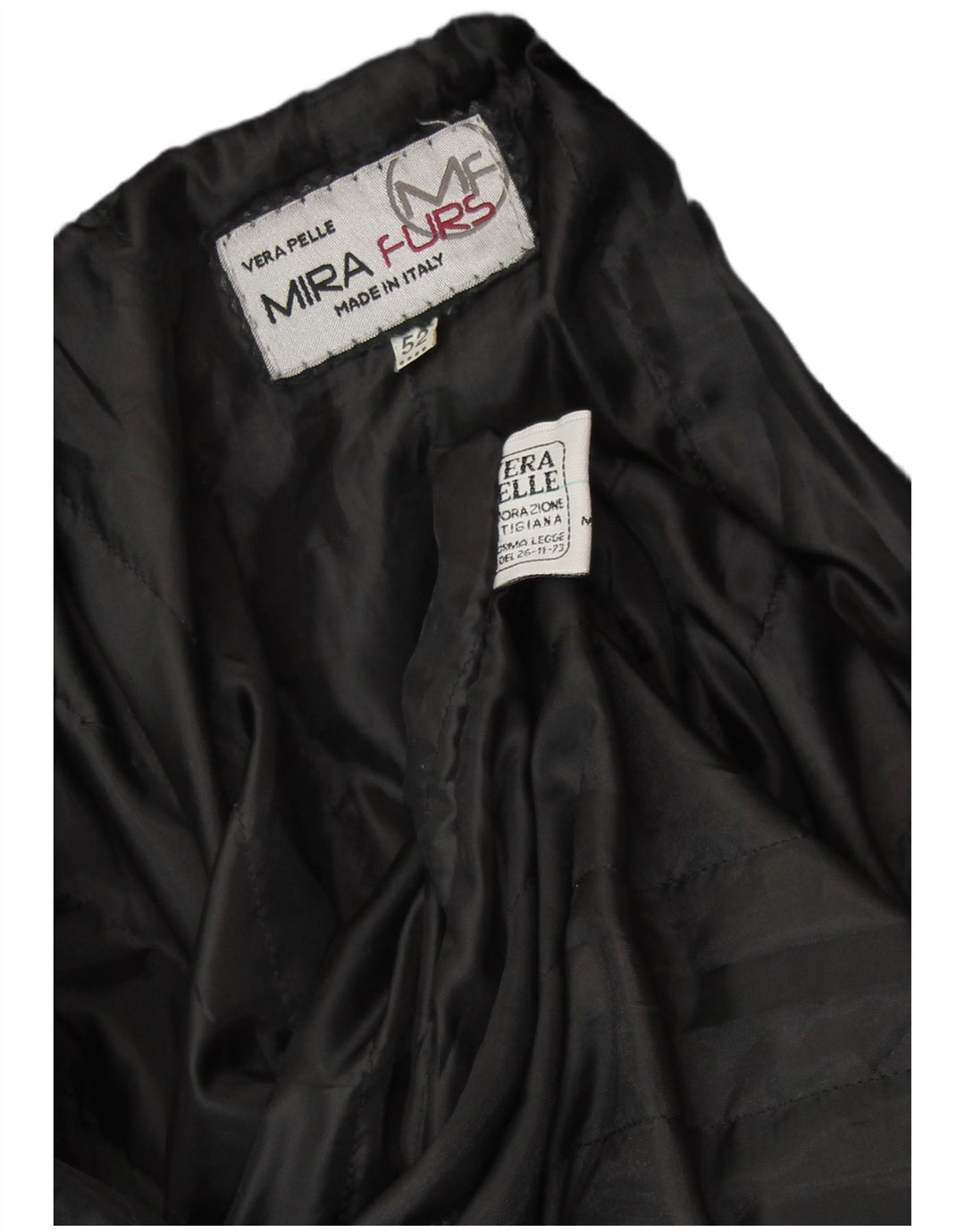 MIRA FURS Herre Militær Læderjakke IT 52 XL Sort Læder