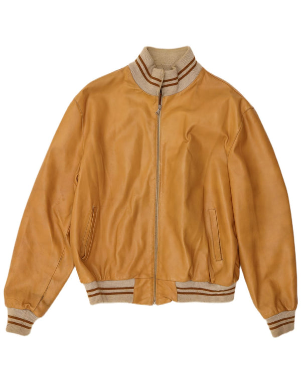 Vintage Herre Bomber Læderjakke UK 42 XL Beige Læder