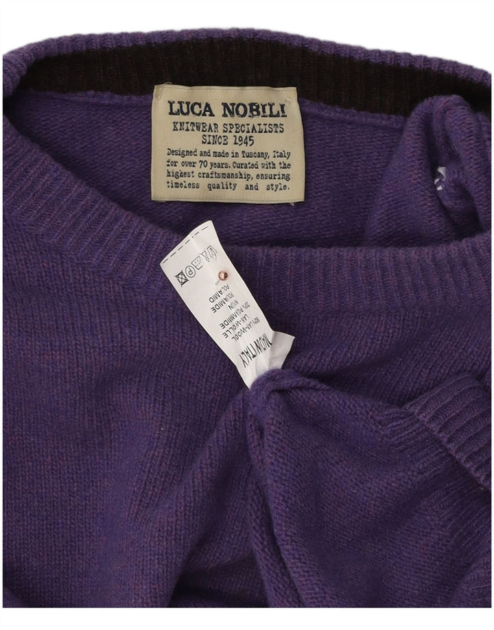 Luca Nobili Herre Boat Neck Jumper Sweater Medium Lilla Uld