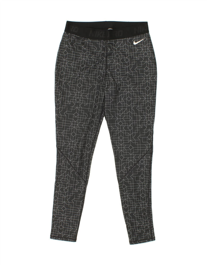 NIKI Womens Dri Fit Leggings UK 14 Large Grey Geometric Polyester Vintage Niki and Second-Hand Niki from Messina Hembry 