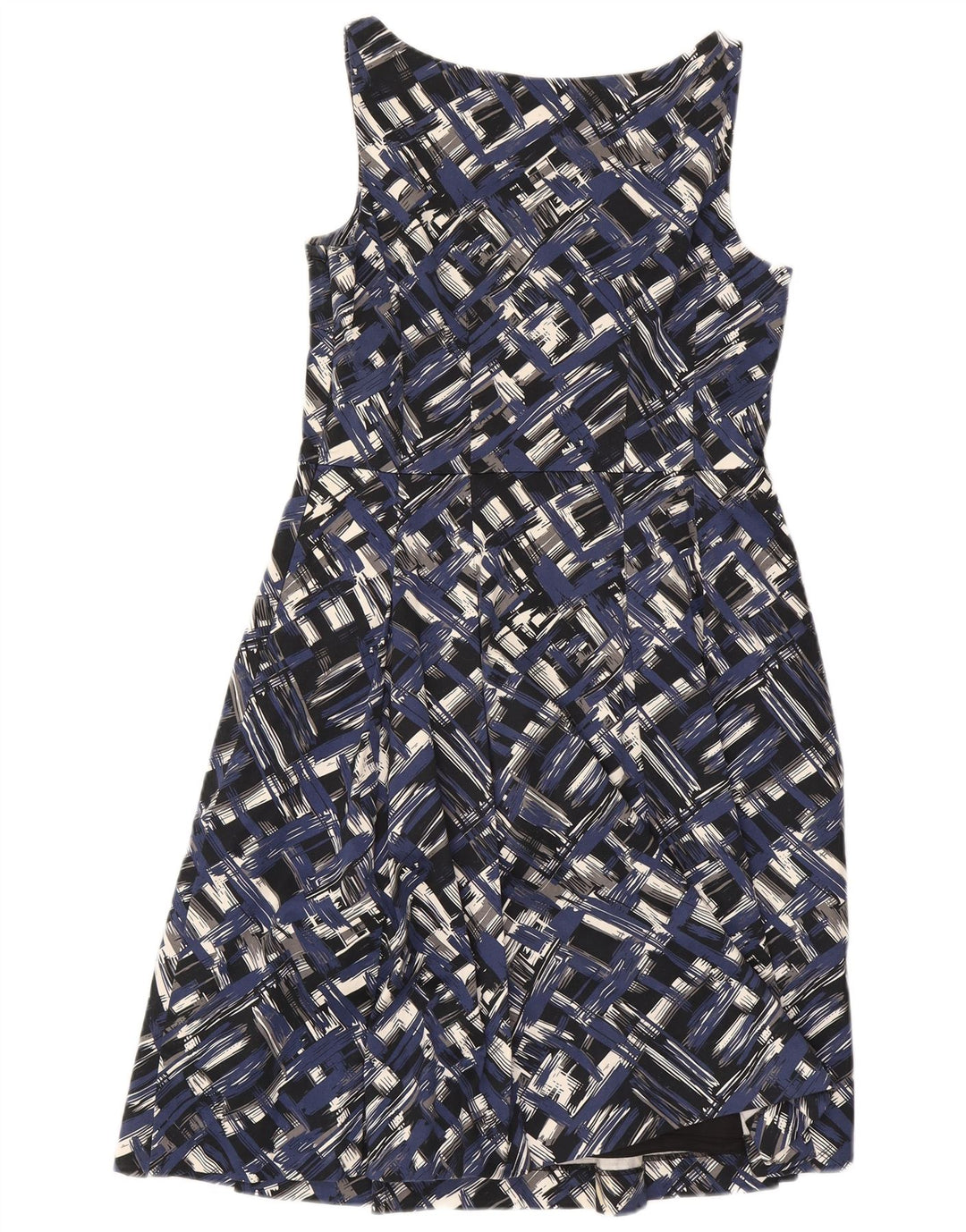 Coast Kvinder abstrakt mønster Ærmeløs A-line kjole UK 14 Medium Blue