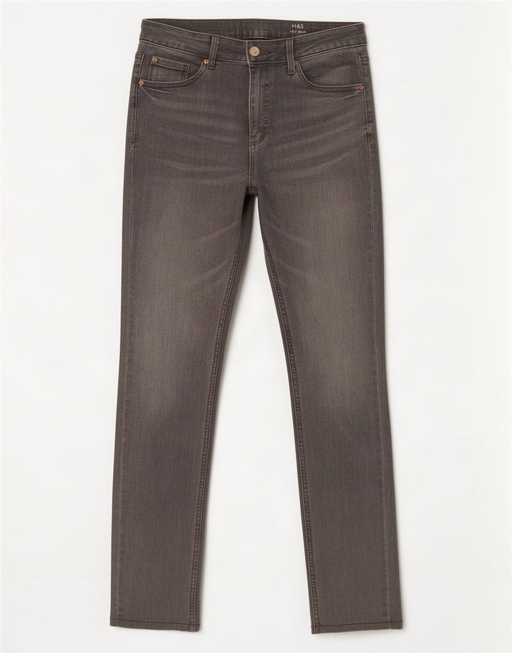 Marks & Spencer Dame Lily Slim Jeans UK 12 Medium W30 L29 Grå Bomuld